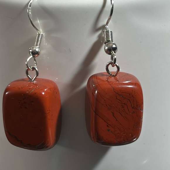 SATYAMANI Natural Stone Traditional Carnelian Semi-Precious Earrings Red Orange - Picture 5 of 5
